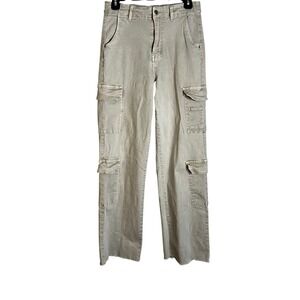 American Eagle Khaki High Waisted Straight Leg Cargo Pants‎ RD8229 Tan Women 6